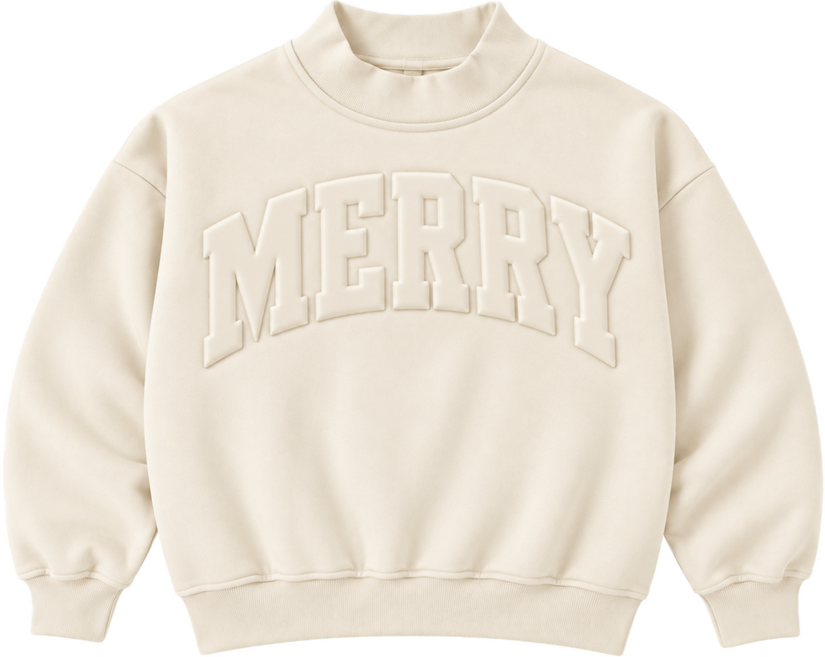 Merry Cozy Mockneck Sweatshirt Mom + Me in Cream (PREORDER)