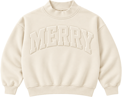 Merry Cozy Mockneck Sweatshirt Mom + Me in Cream (PREORDER)