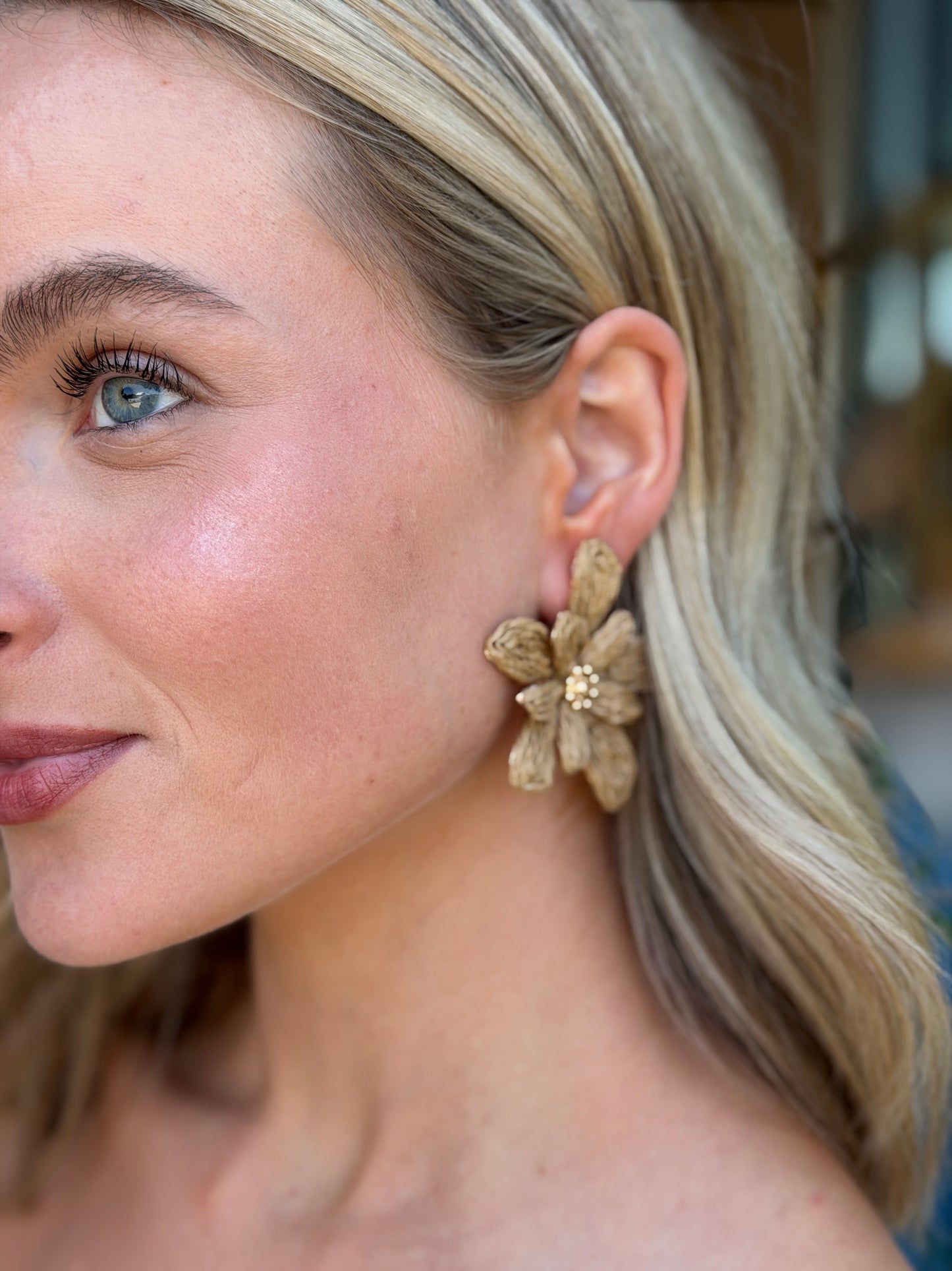 Raffia Flower Earring