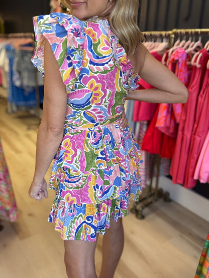 Paisley One Shoulder Dress