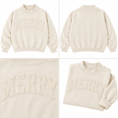 Merry Cozy Mockneck Sweatshirt Mom + Me in Cream (PREORDER)