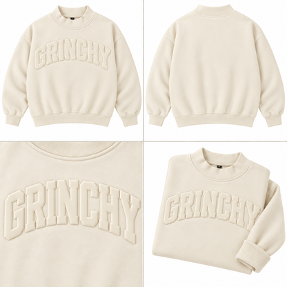 Grinchy Cozy Mockneck Sweatshirt Mom + Me in Cream (PREORDER)