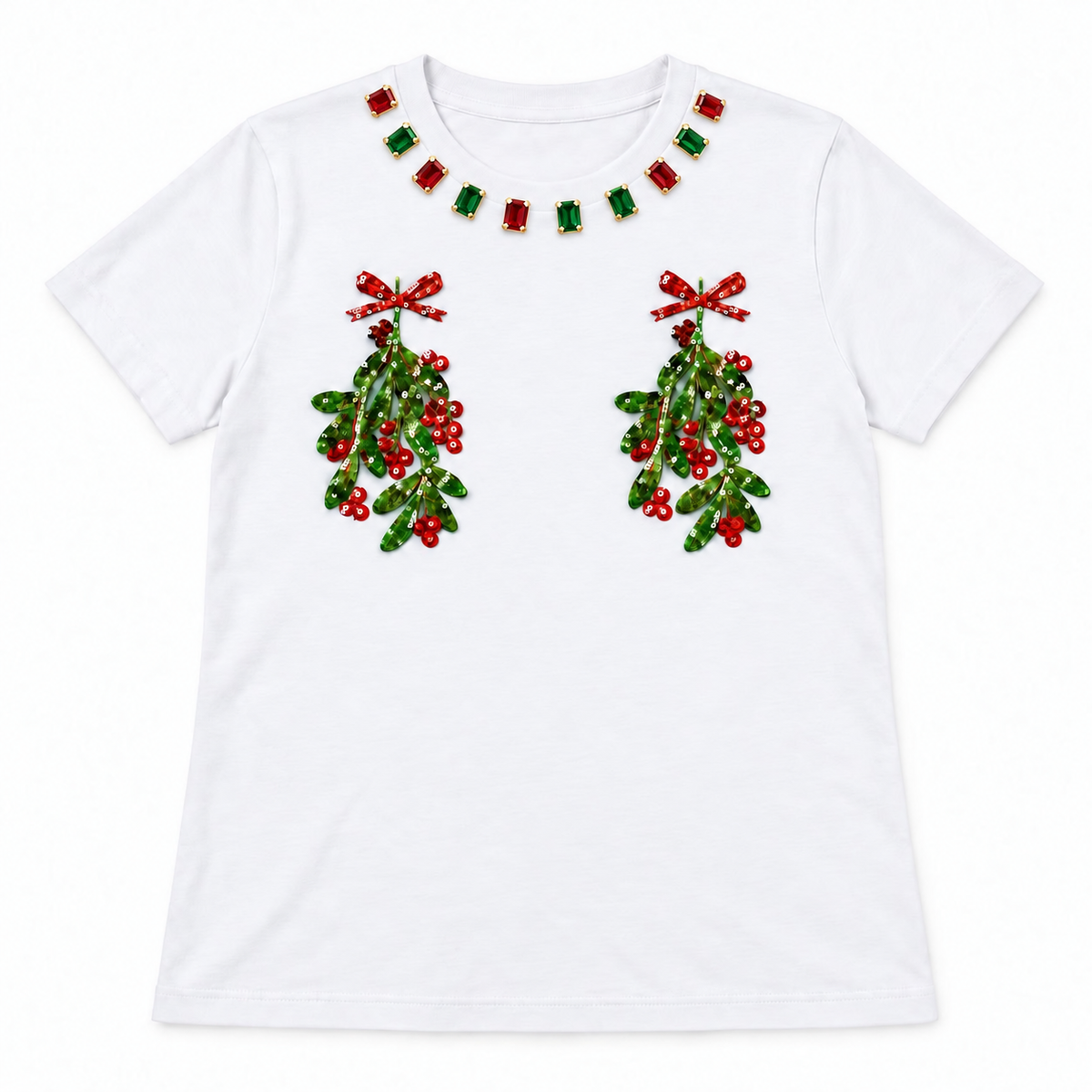 Christmas Sequin + Gemstone MistleToe Top (PREORDER)