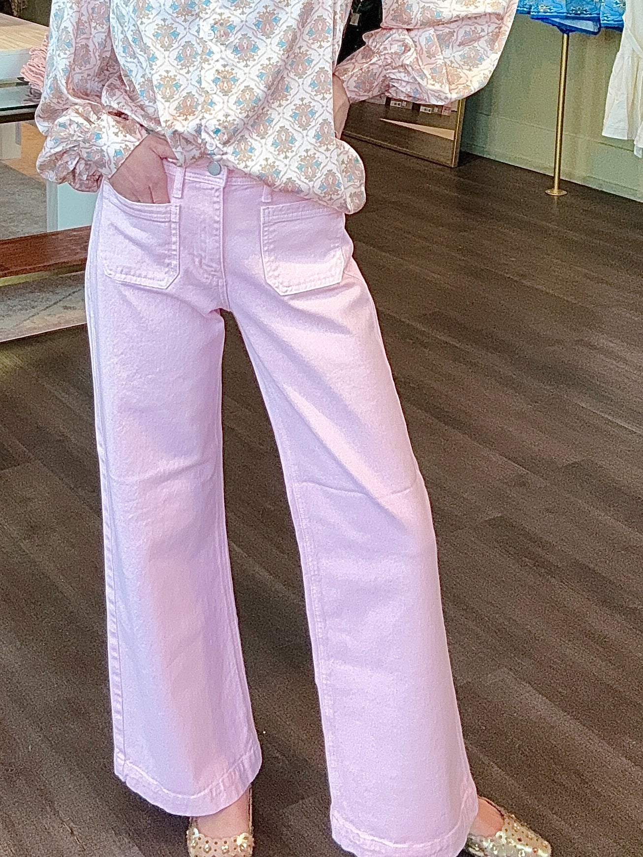 Wide Leg Denim in Pink