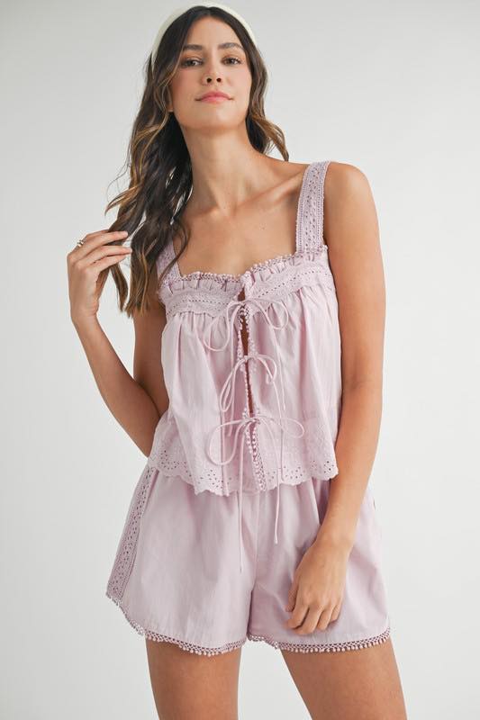 Eyelet Knit Set in Mauve