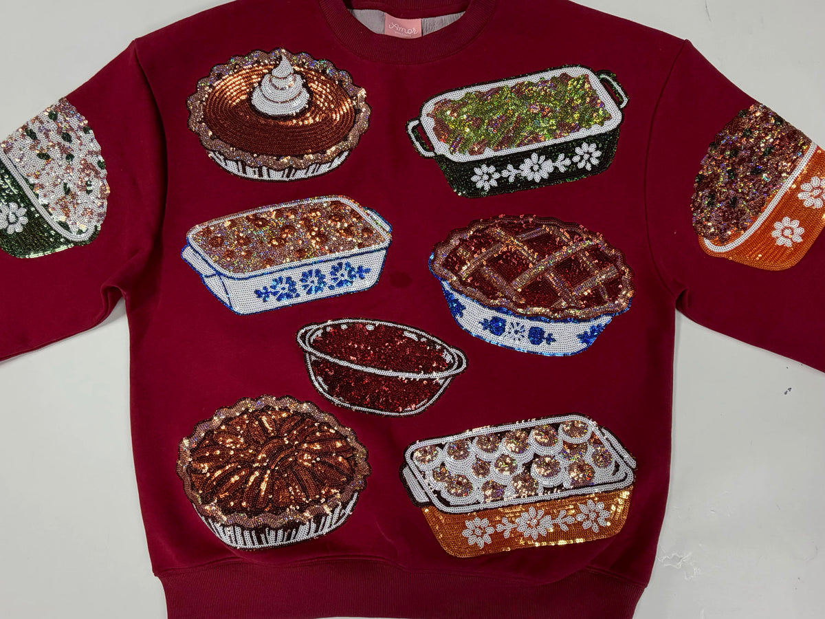 Thanksgiving Food Sequin Sweatshirt (MOM + ME) PREORDER