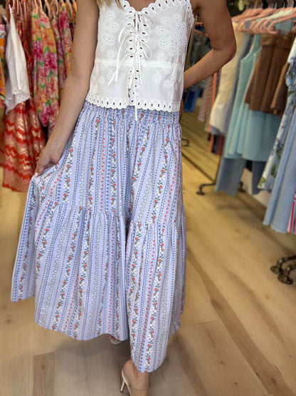 French Vine Smocked Maxi Skirt