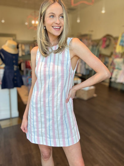 Isla Striped Open Back Mini Dress