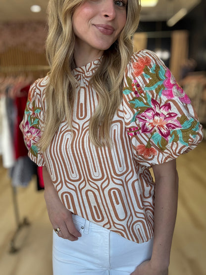 Flower Embroidered Top