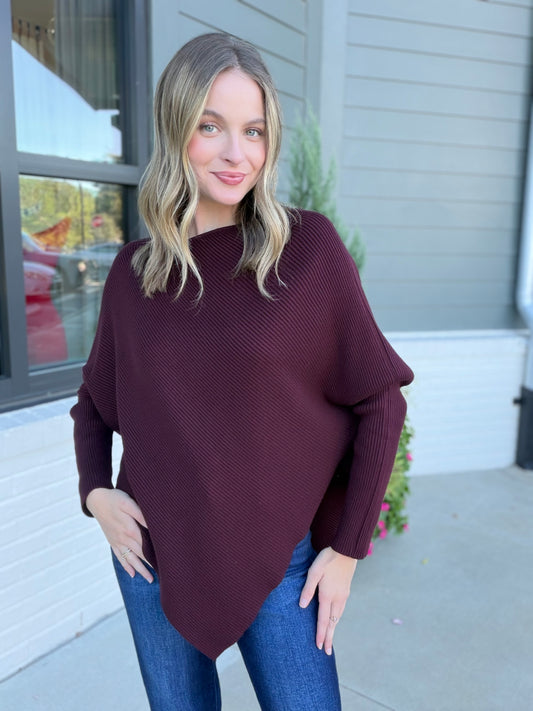 Dolman Sweater Top in Wine