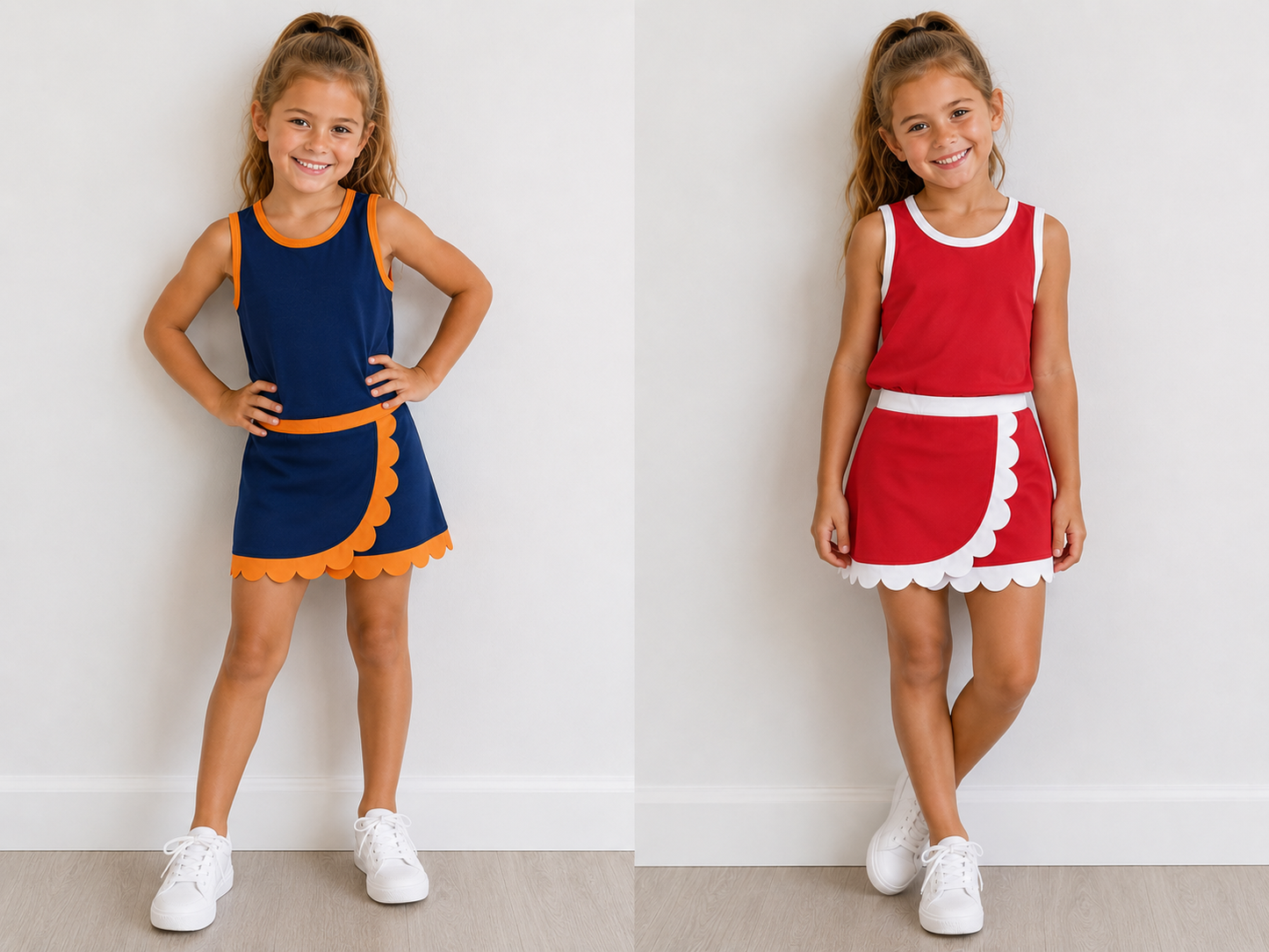 Scallop Detail Skort Set (multiple colors)