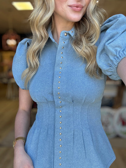 Emily Mccarthy Britt Top in Denim