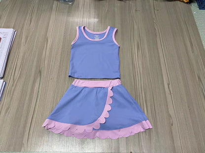 Scallop Detail Skort Set (multiple colors)