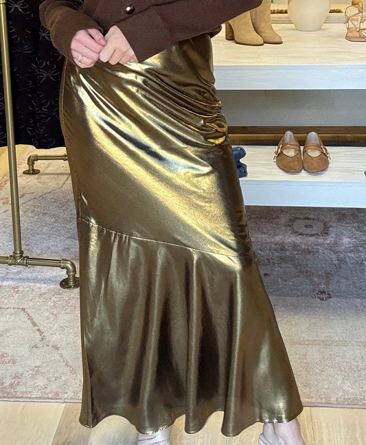 Emily Mccarthy Bias Skirt in Liquid Gold