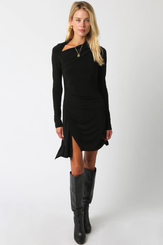 Drape Neck Mini Dress