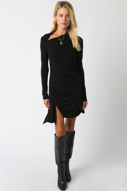 Drape Neck Mini Dress