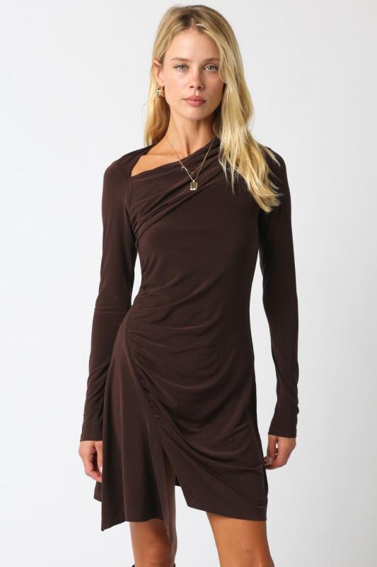 Drape Neck Mini Dress