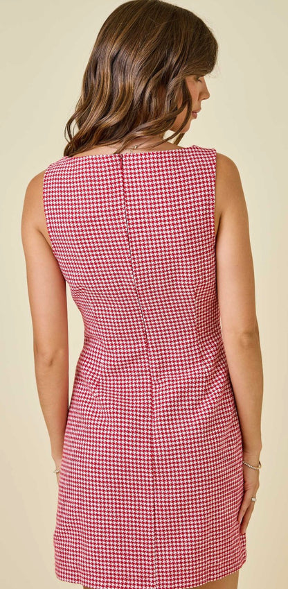 High Neck Houndstooth Dress