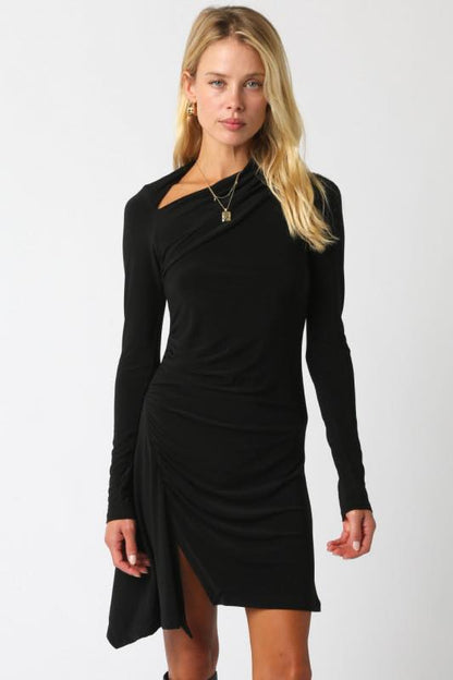 Drape Neck Mini Dress