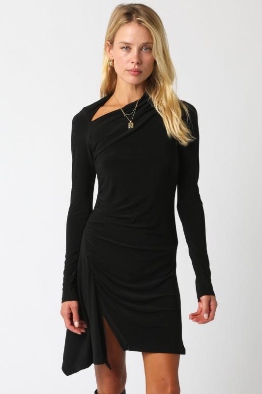Drape Neck Mini Dress