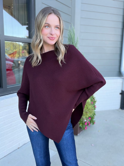 Dolman Sweater Top in Wine