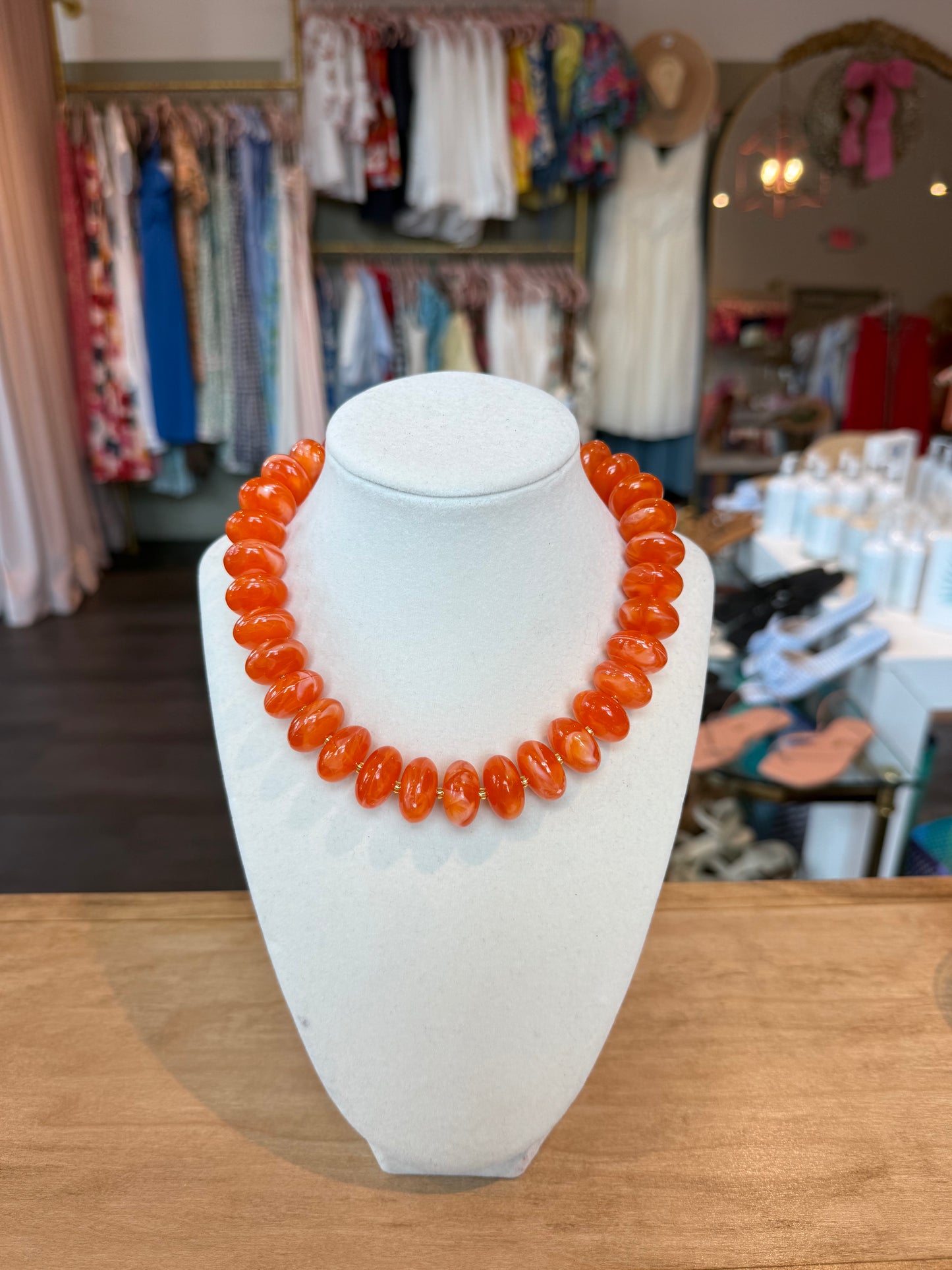 Colorful Beaded Layering Necklace in Orange