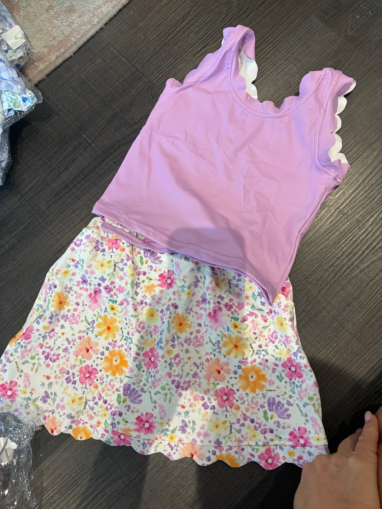 Kids Floral Scallop Skort Set (multiple prints)