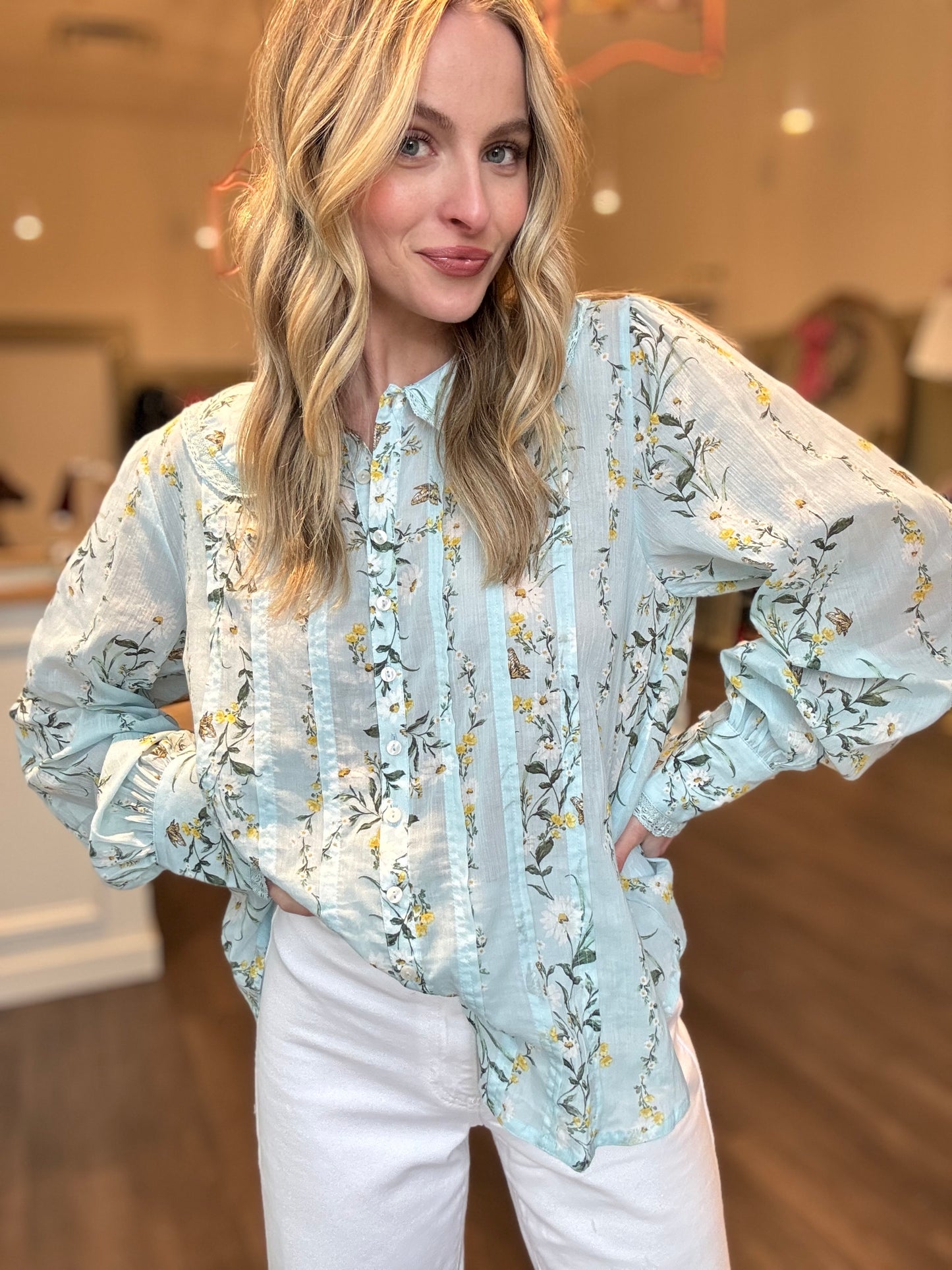 Macie Floral Pintuck Blouse