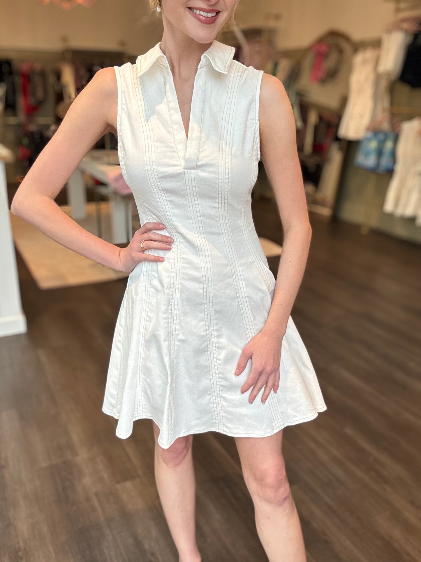 White Woven Mini Dress