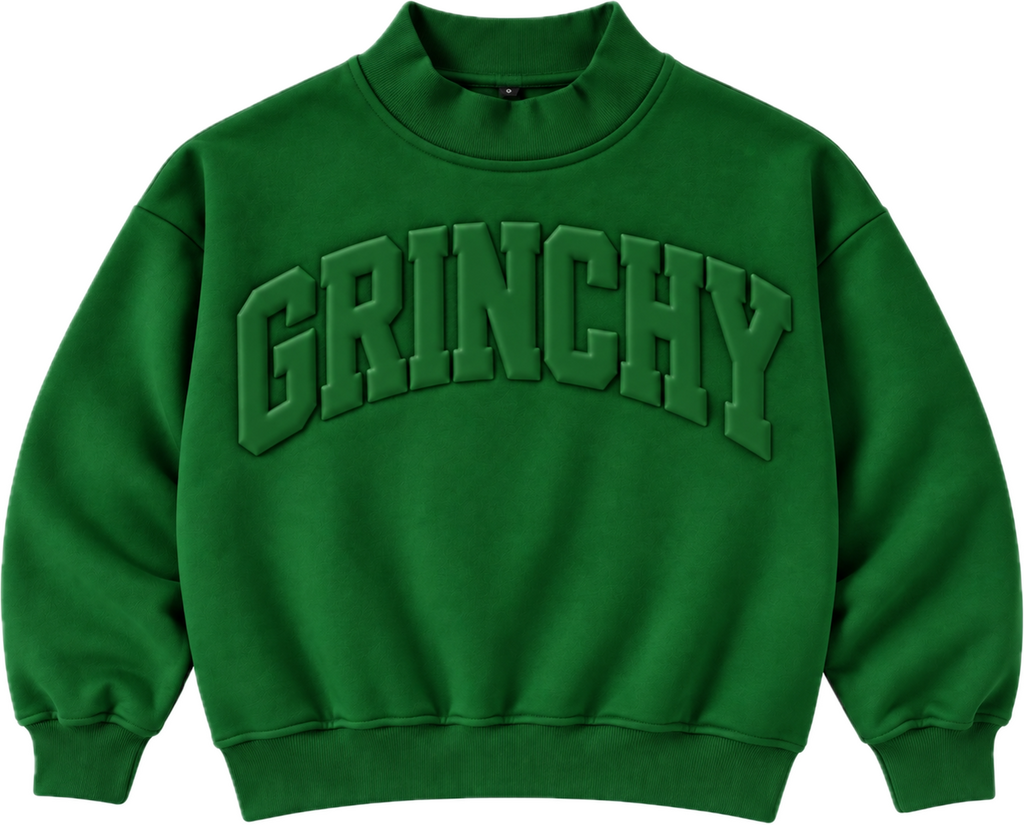 Grinchy Cozy Mockneck Sweatshirt Mom + Me in Green (PREORDER)