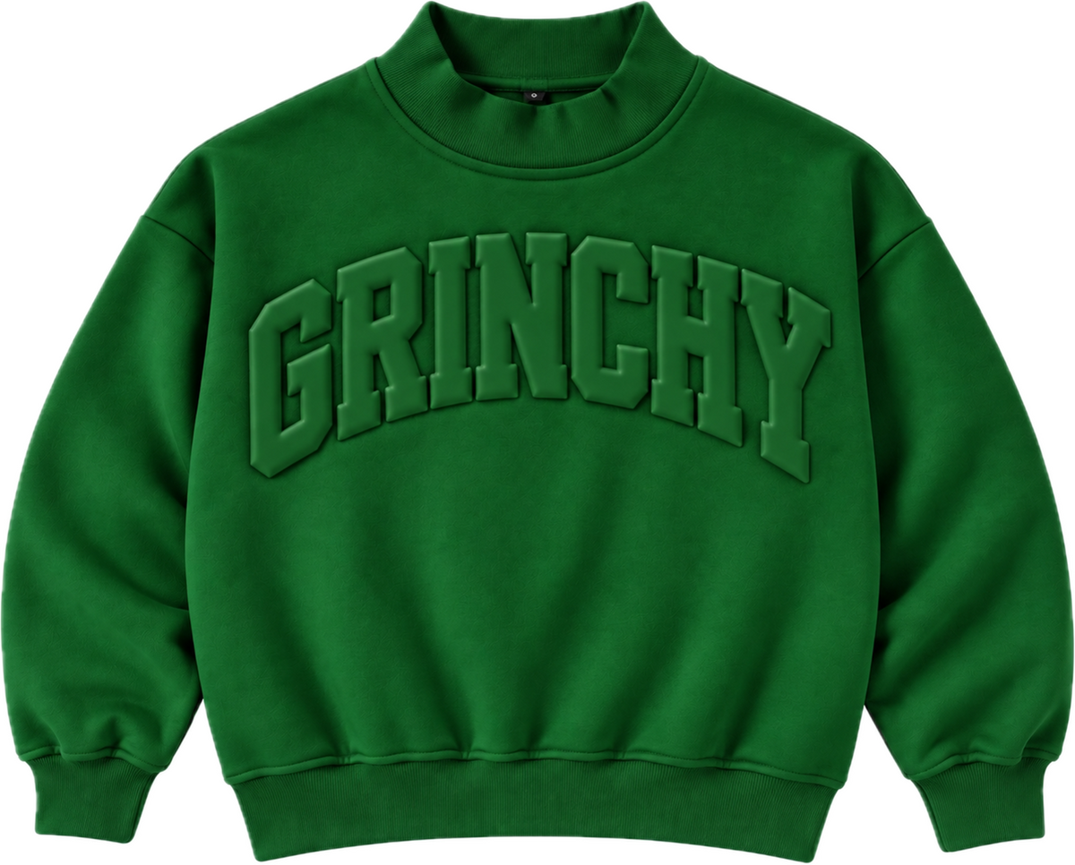 Grinchy Cozy Mockneck Sweatshirt Mom + Me in Green (PREORDER)