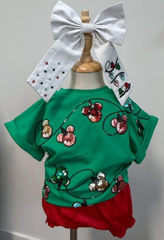 Mickey Christmas Lights Sequin Tee (preorder)