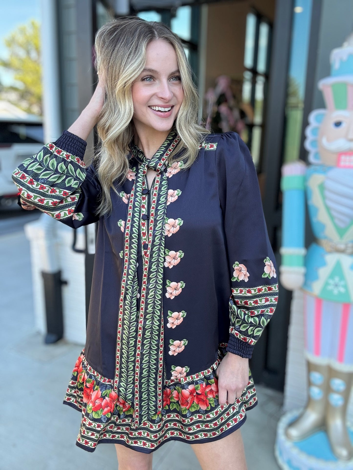 Elizabeth James Brit Bow Dress in Garland Stripe