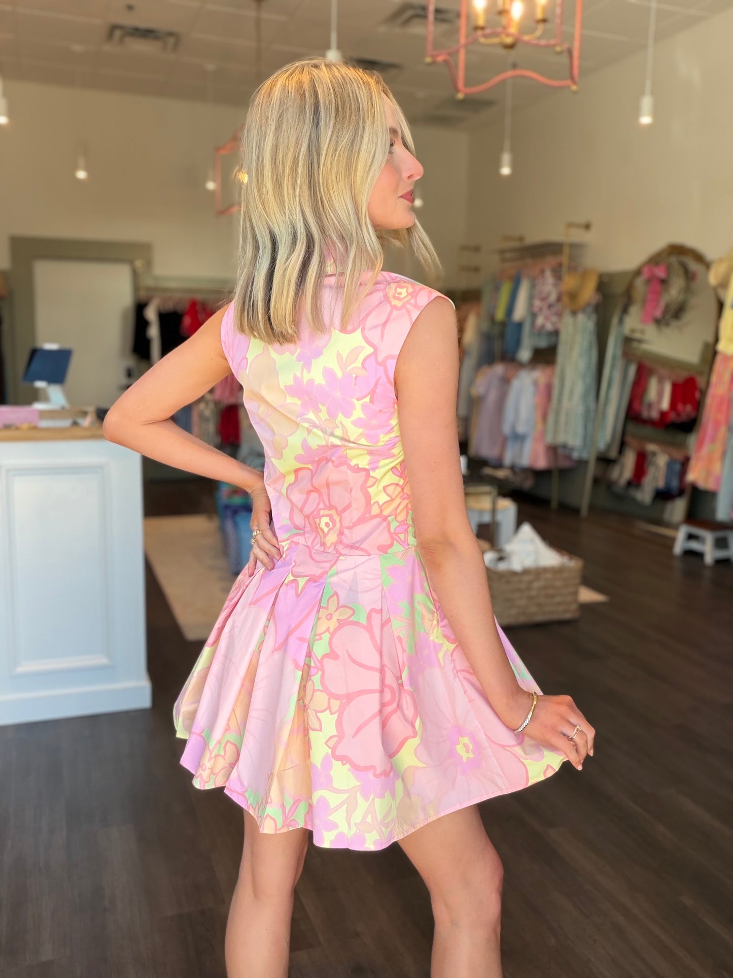Karlie Big Pastel Floral Collar Dress
