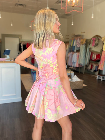 Karlie Big Pastel Floral Collar Dress