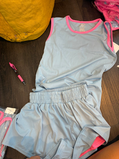 Kids Contrast Trim Butterfly Short Set