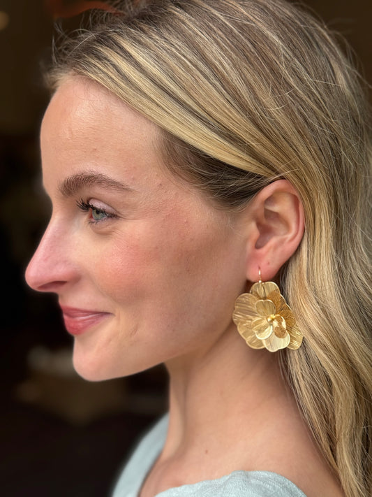 Flower Thin Metal Earrings