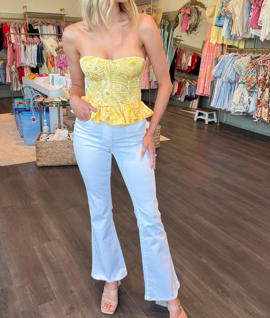 Piper Printed Peplum Tube Top