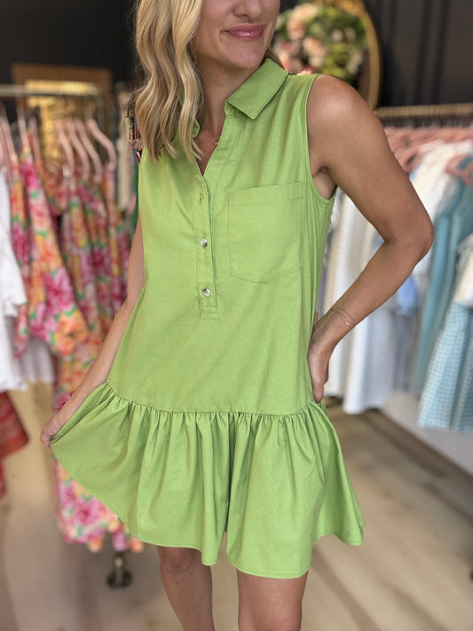 Ruffle Mini Dress - Matcha