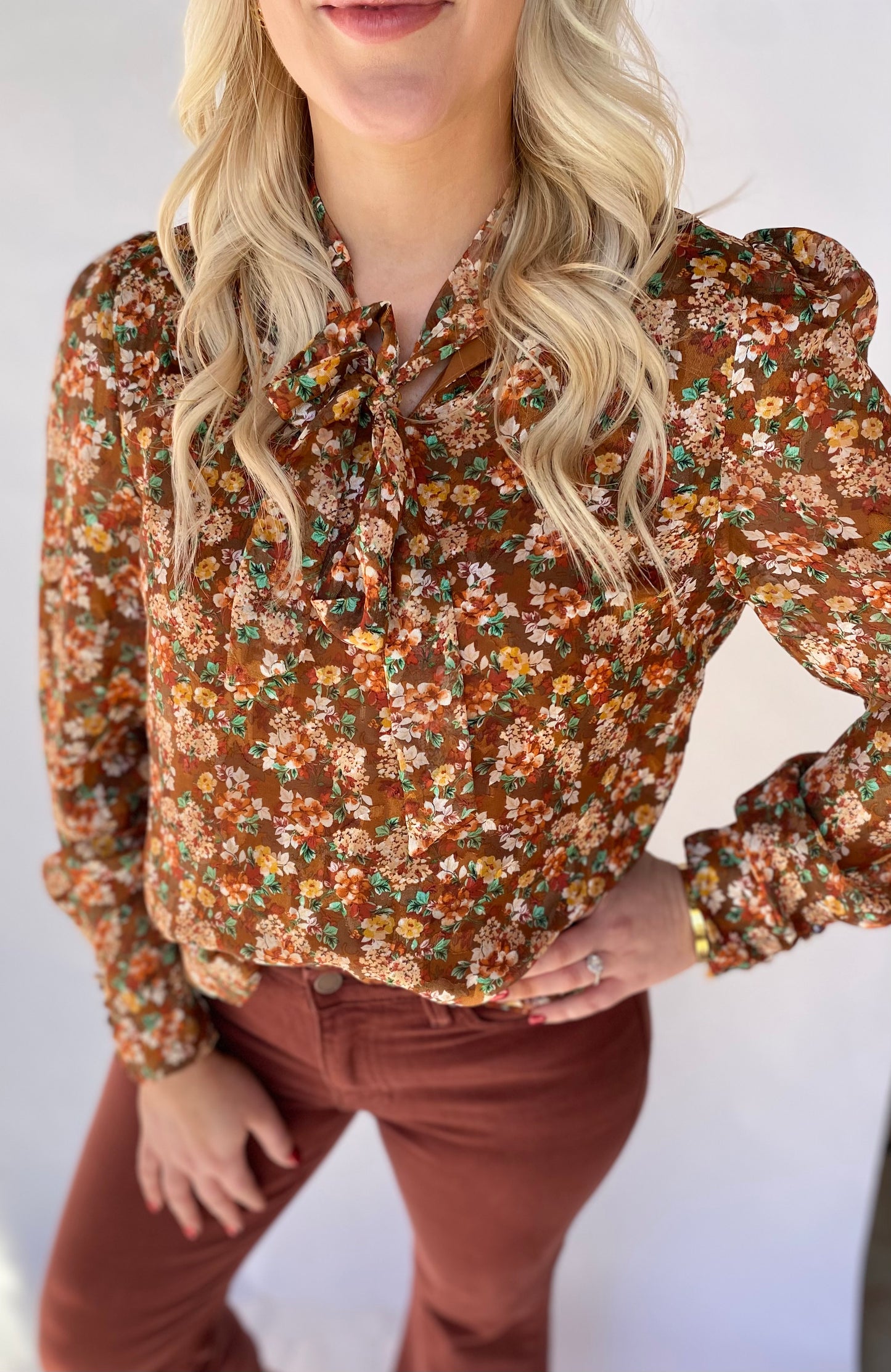 Candice Floral Bow Tie Blouse