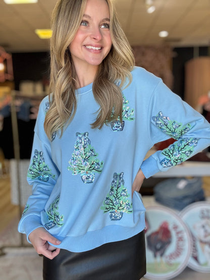 Amor Exclusive Chinoiserie Tree Sequin Sweatshirt (preorder)