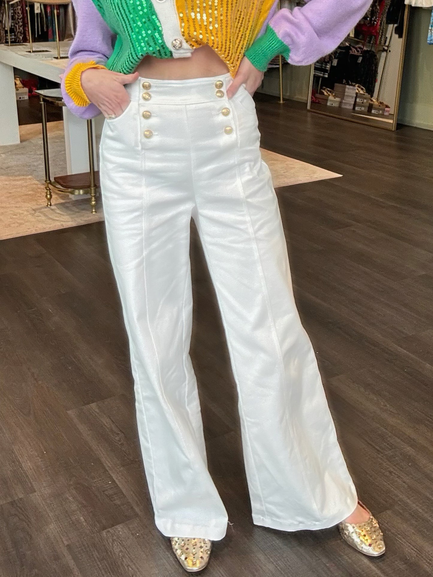 White Woven Pant