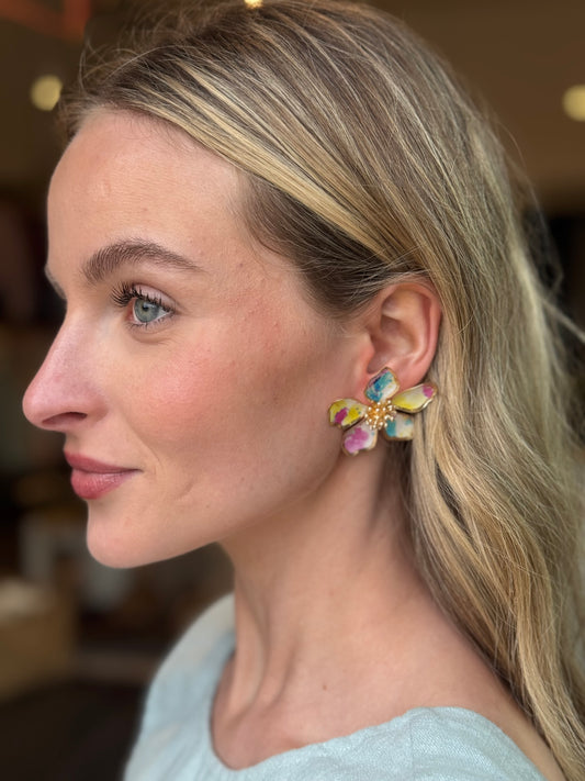 Multicolor WaterColor Floral Earring