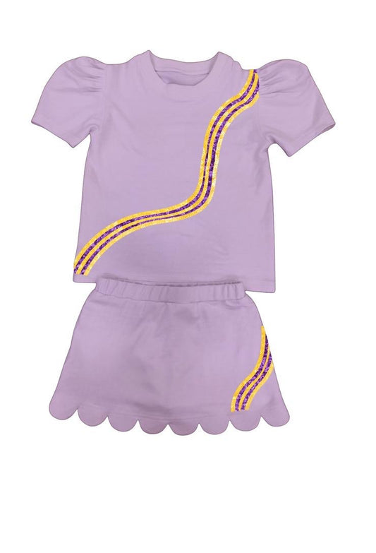 Sequin Stripe Skort Set (Multiple colors) (PREORDER)