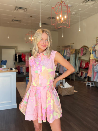 Karlie Big Pastel Floral Collar Dress