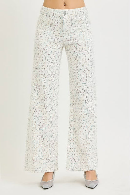 Sequin Detail Denim in White