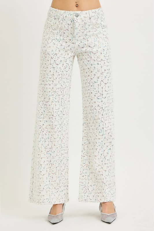 Sequin Detail Denim in White