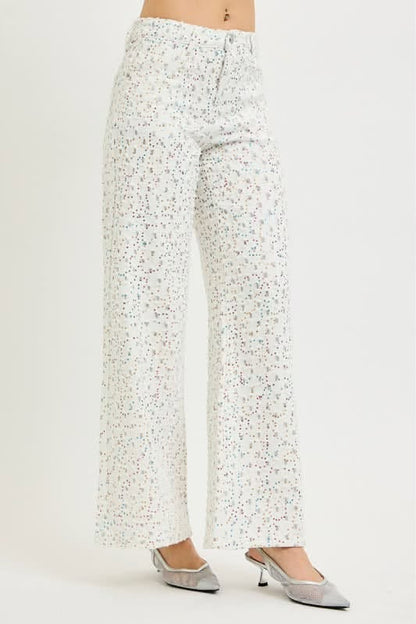 Sequin Detail Denim in White