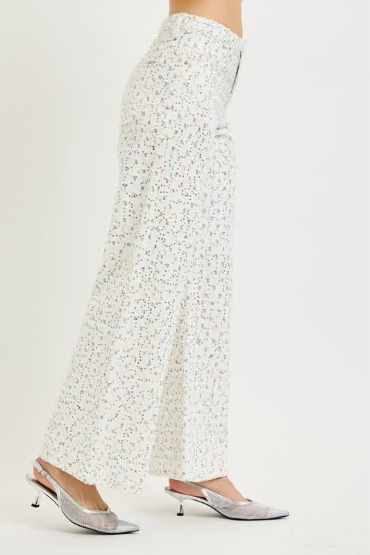 Sequin Detail Denim in White