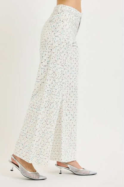 Sequin Detail Denim in White